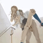 階段の踊り場で