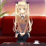 これからお尻をもにゅもにゅされちゃう金髪ツインテール娘