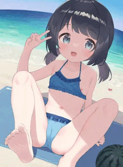 水着ずれ胸チラ