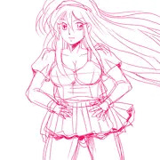 風になびく少女　雑絵