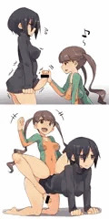 カエルがカブトムシでロデオのやつをやらされるオレっ娘ふた