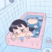暑いとだらけるしずかちゃん。