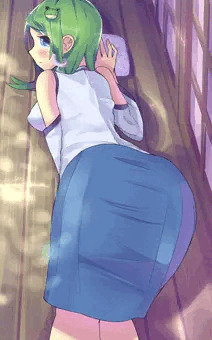 お掃除中の早苗さんを…