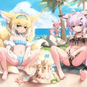 ヴァルポちゃん達と海に