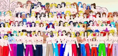 トップレスズボンファイター女子集合絵