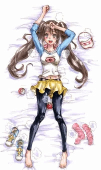 いっぱい歩いてようやくポケセンで一休みできたメイちゃんハスハス