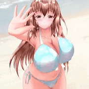 友達と海に行ってる自慢の彼女。