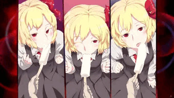 ルーミアがアイスキャンディを食べさせてもらってるだけの壁紙