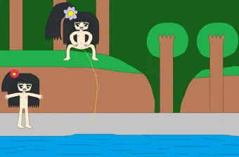 森の小川でおしっこ