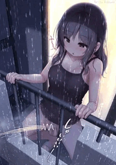 （ふたなり差分）雨の夜にベランダからしちゃうお姉さん