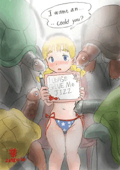 亀さんぬいぐるみと戯れるアメリカン娘３