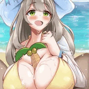 水着ノノミ☆とヤシの木