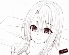 巫女服のイリヤちゃんと　線画