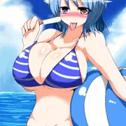 小さな傘に大きな胸