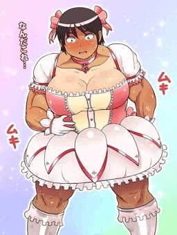 がちむち筋肉娘に似合わないフリフリなコスチューム着せ隊
