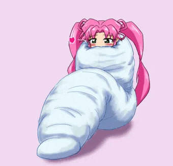 簀巻きでくつろぐフェイちゃん