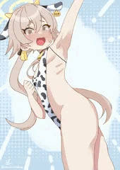 牛柄ハイレグ水着ヒフミちゃん