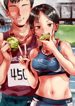 金をパクっとする陸上部女子