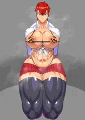 座るアメスク筋肉娘にぶっかけ