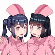 【限定イラスト（修正）】ふたなりナースレズ娘 着衣＋全裸乳合わせ搾精差分