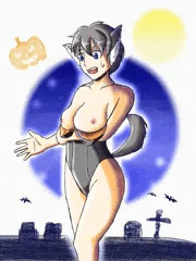 ハロウィン狼娘のポロリ。