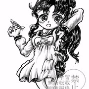 エプロンをつけて髪をまとめる真樹ちゃん