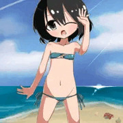 水着で海へ