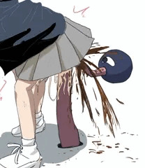 ダチョウの真似をする女の子