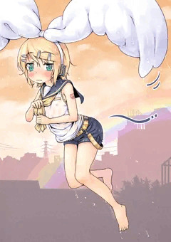 大空を羽ばたくびしょ濡れリンちゃん