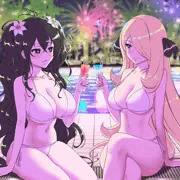 雪不帰×シロナでナイトプール乾杯！