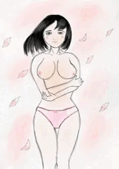 胸を出した桜の女子
