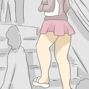 階段でクロが