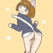 下半身裸の猫耳の子