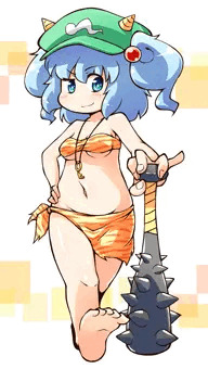 節分なので、にとりちゃんに鬼の格好をしてもらった。
