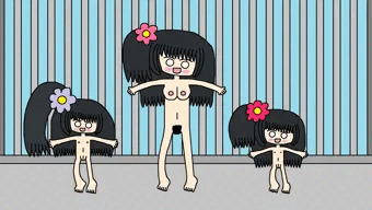 野生の親子が檻に