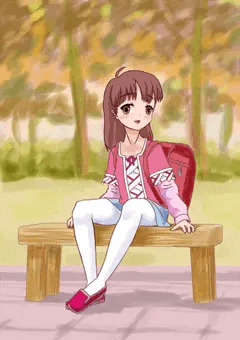 座りランドセル少女