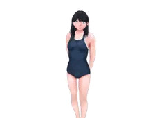 競泳水着で佇む美少女