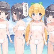ふんどしで海水浴