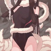 🍣珠ちゃん(オリジナル)競泳水着化、ファー触手愛撫、しめつけ