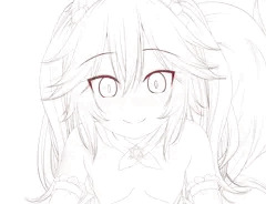 小さな玉藻の前とチュッチュもにゅもにゅ　線画
