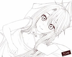 チャイナドレスのクロエちゃんと　線画