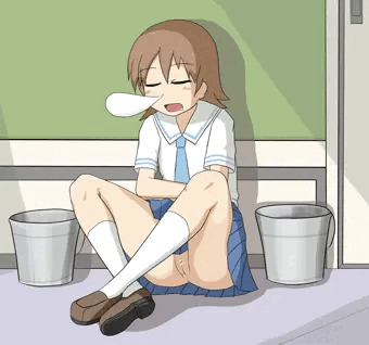 廊下で居眠り