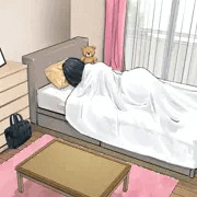 安全な自室で眠る女の子
