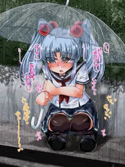 道端にしゃがみこむルリルリ