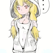 金髪巨乳ツインテール白スク熊耳フード