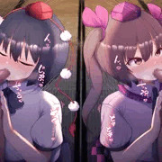 文ちゃんとはたてちゃんのお口ご奉仕