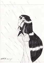 雨の中……