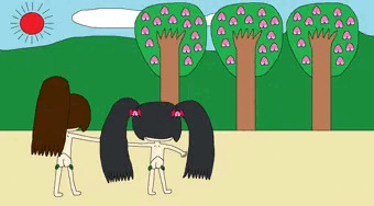 桃の木とおしりの桃