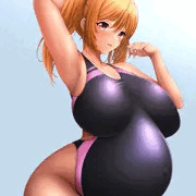 ボテ腹限界スクール水着☀