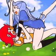 メグＶＳノンのパンチラ肉弾戦１